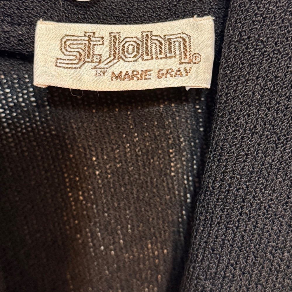 St. John Knit Blazer Women Black Double Breasted Gold Button Old Money Santana - Picture 6 of 6